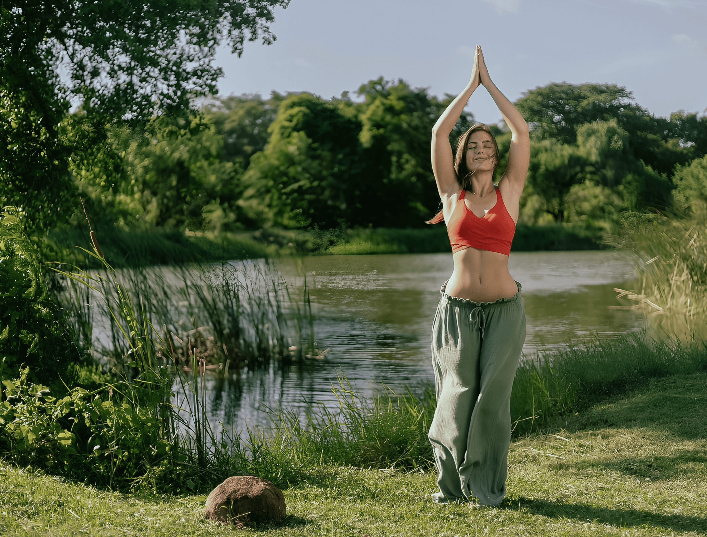 A woman meditating enjoing ceylon tour